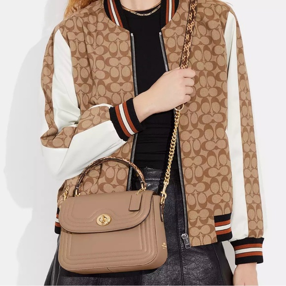 Marlie Top Handle Satchel With Border Quilting Coach NWT - Picture 5 of 5